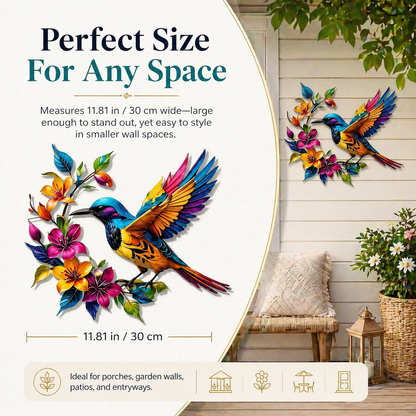 GardenWhisper – Floral Hummingbird Hanging Wall Art