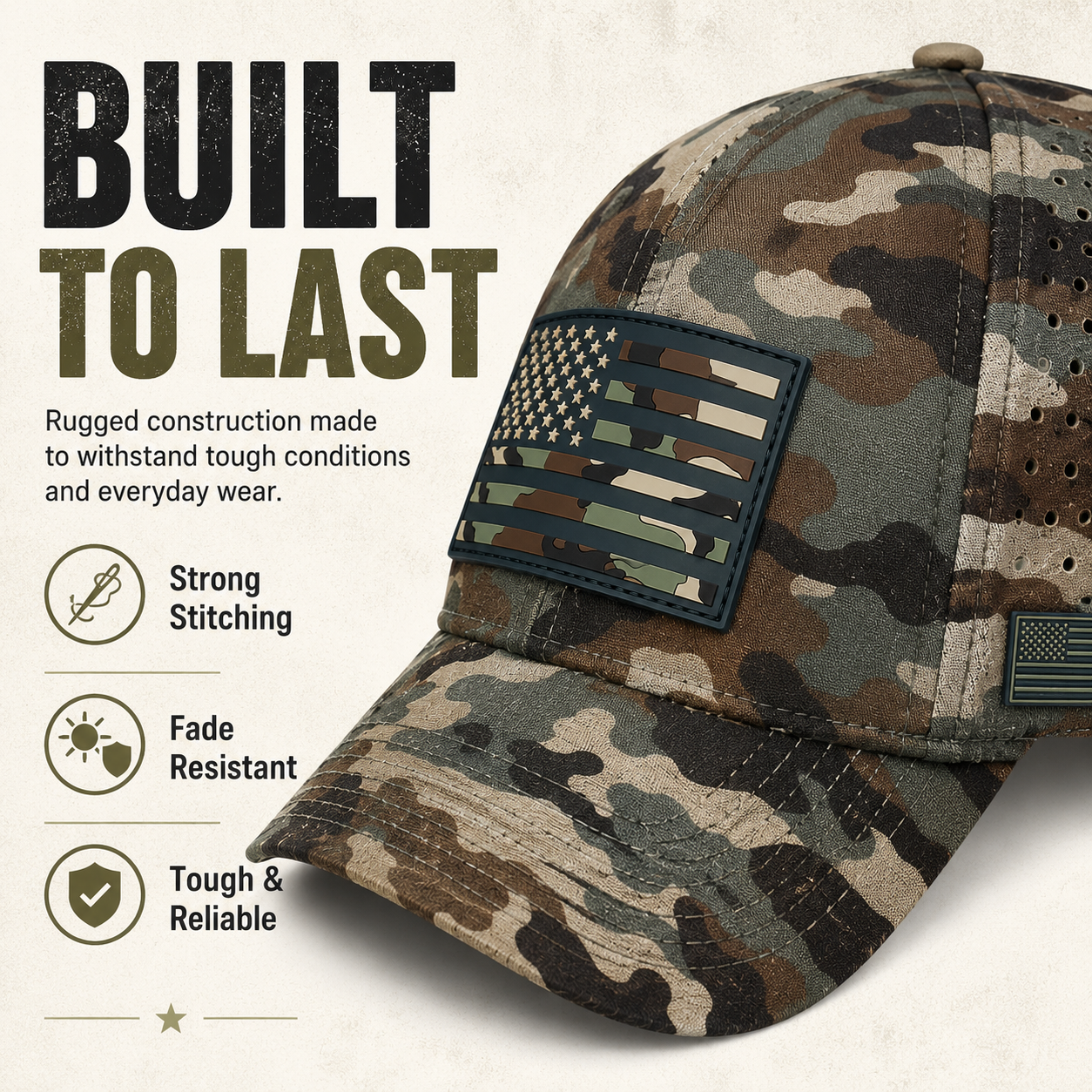LibertyPeak - Vintage USA Flag Camo Cap