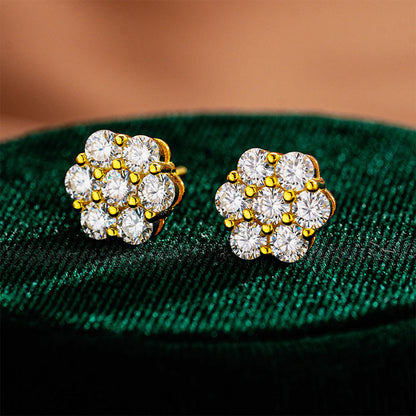 RoselleShine – Floral Moissanite Earrings