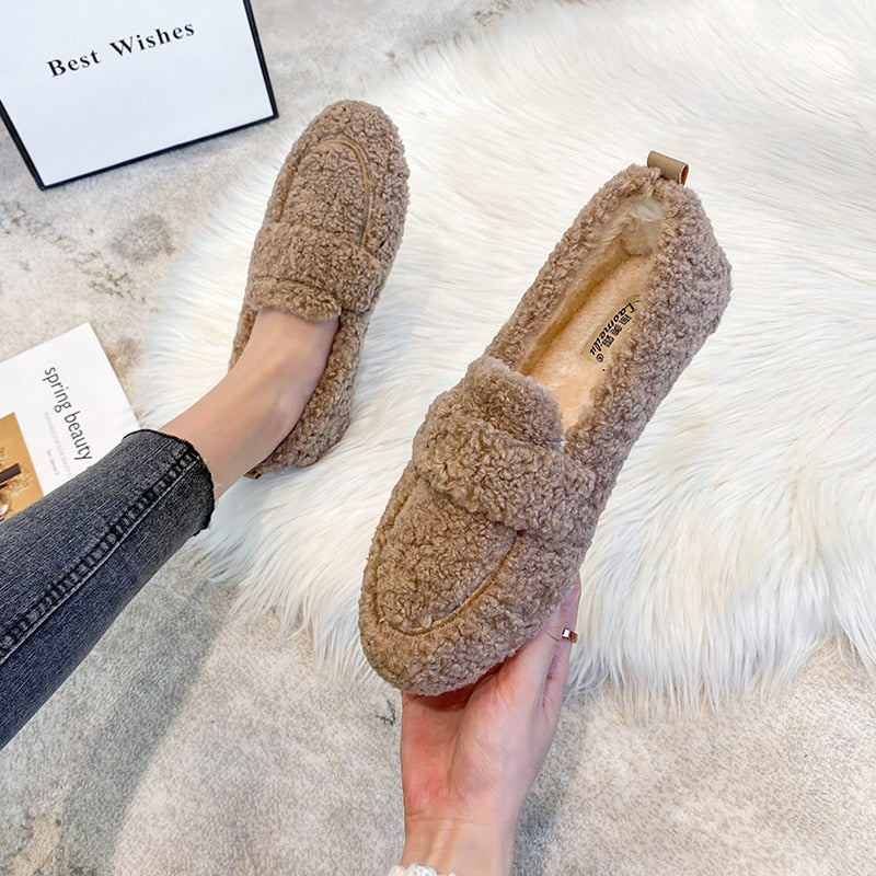 Arielle Plush Moccasins With Non-Slip Sole | belevite