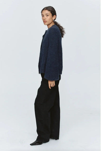 StyleNest – Casual Long Sleeve Navy Cardigan