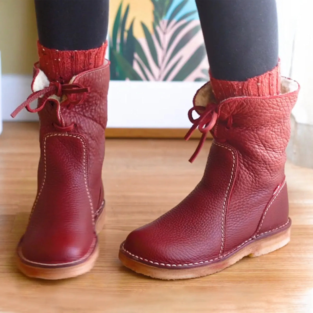 WATERPROOF LEATHER POLAR BOOTS WITH WOOL LINING | Belevite