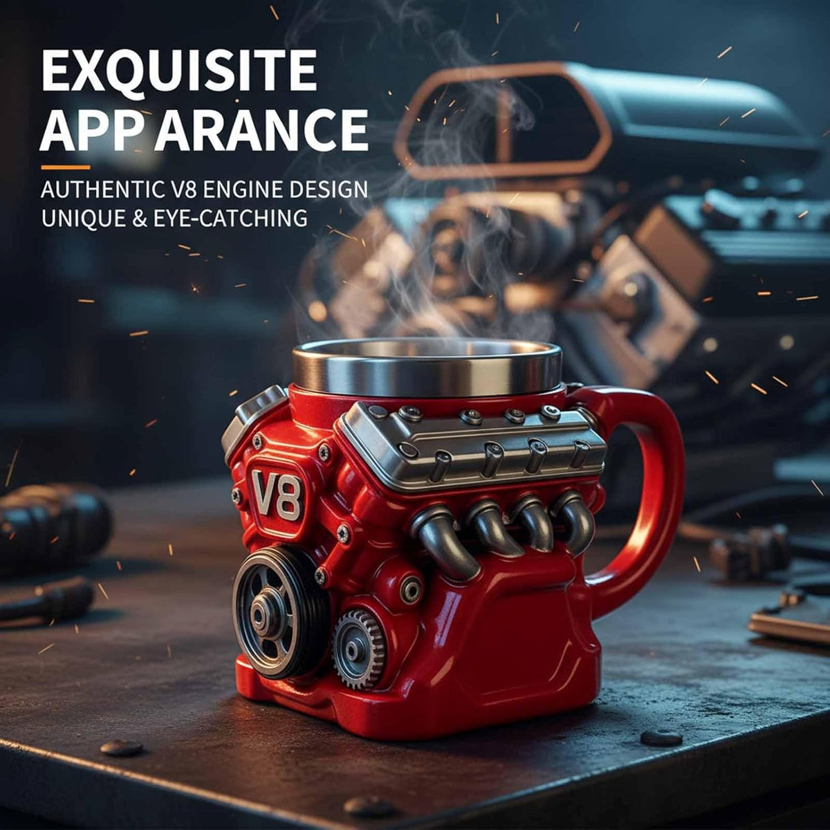 ⚡Ultimate V8 Engine Stainless Steel 3D Mug & A Gearhead's Dream✨