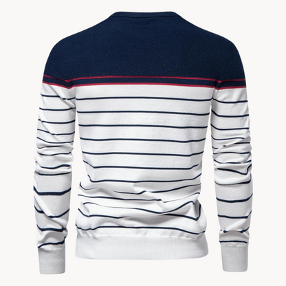 Atlantic Stripe Cotton Sweater | belevite