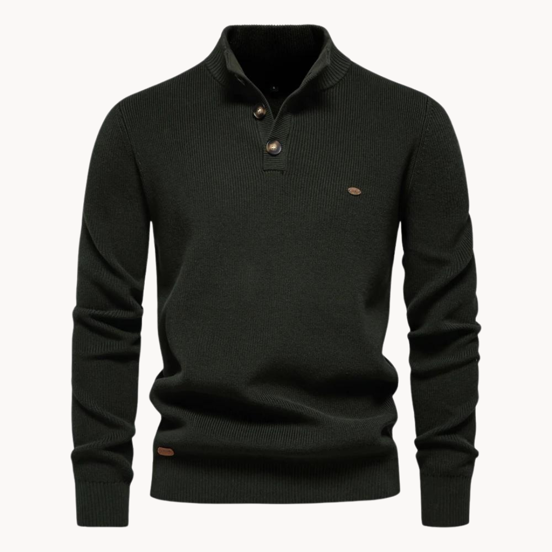 Ashton Button Mockneck Sweater | belevite