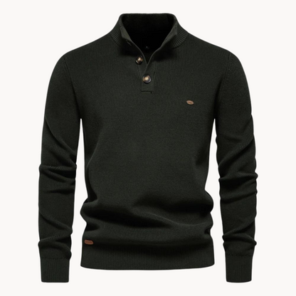 Ashton Button Mockneck Sweater | belevite