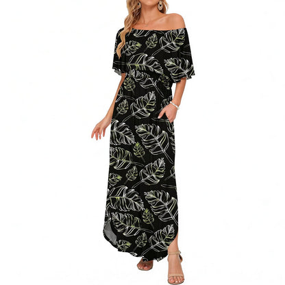 BreezeBelle – Off Shoulder Ruffle Maxi Dress