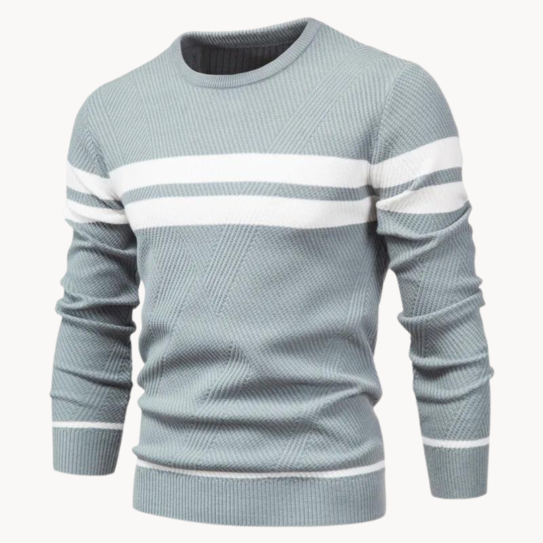 Zander Field Stripe Cotton Crewneck | Belevite