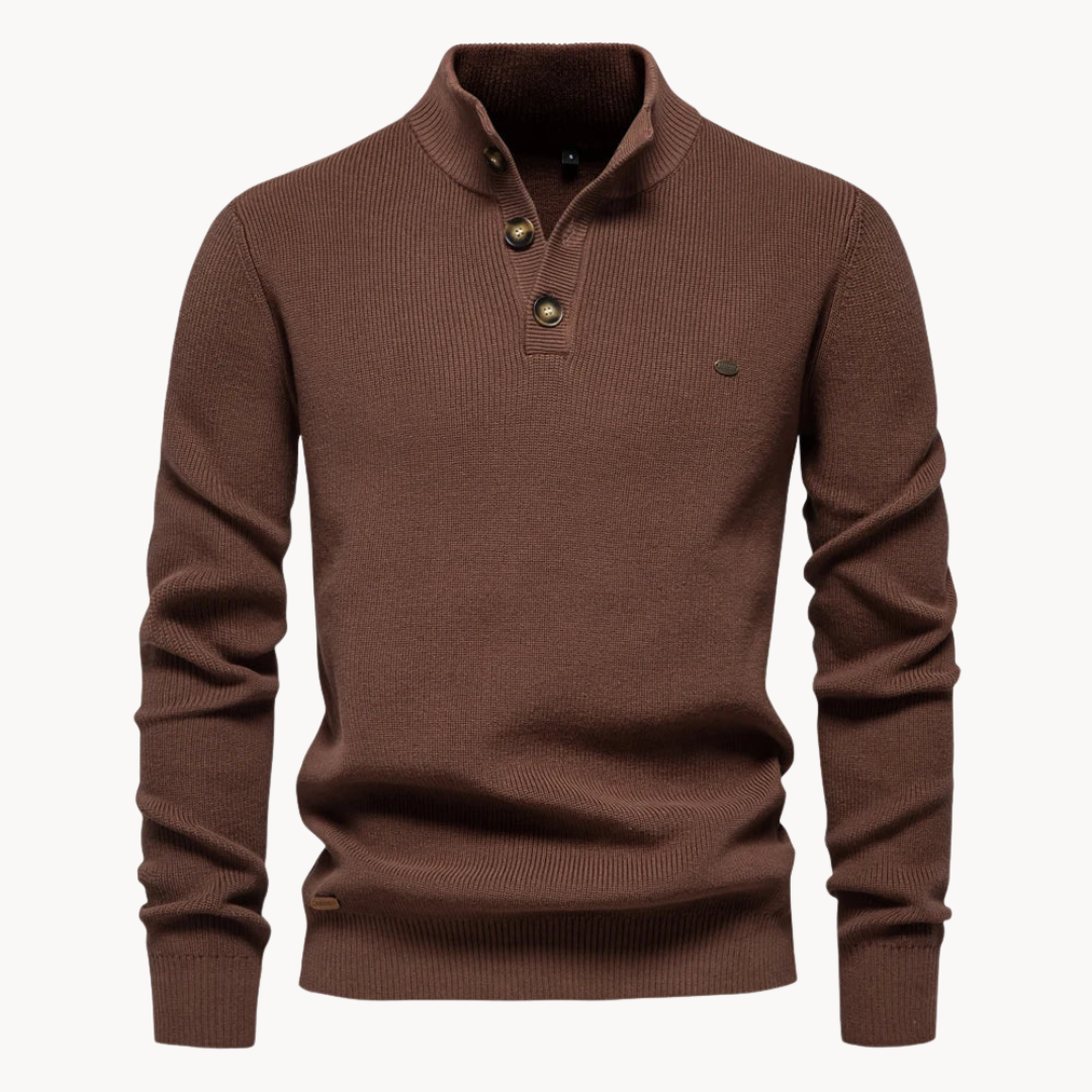 Ashton Button Mockneck Sweater | belevite