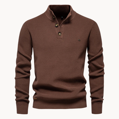 Ashton Button Mockneck Sweater | belevite