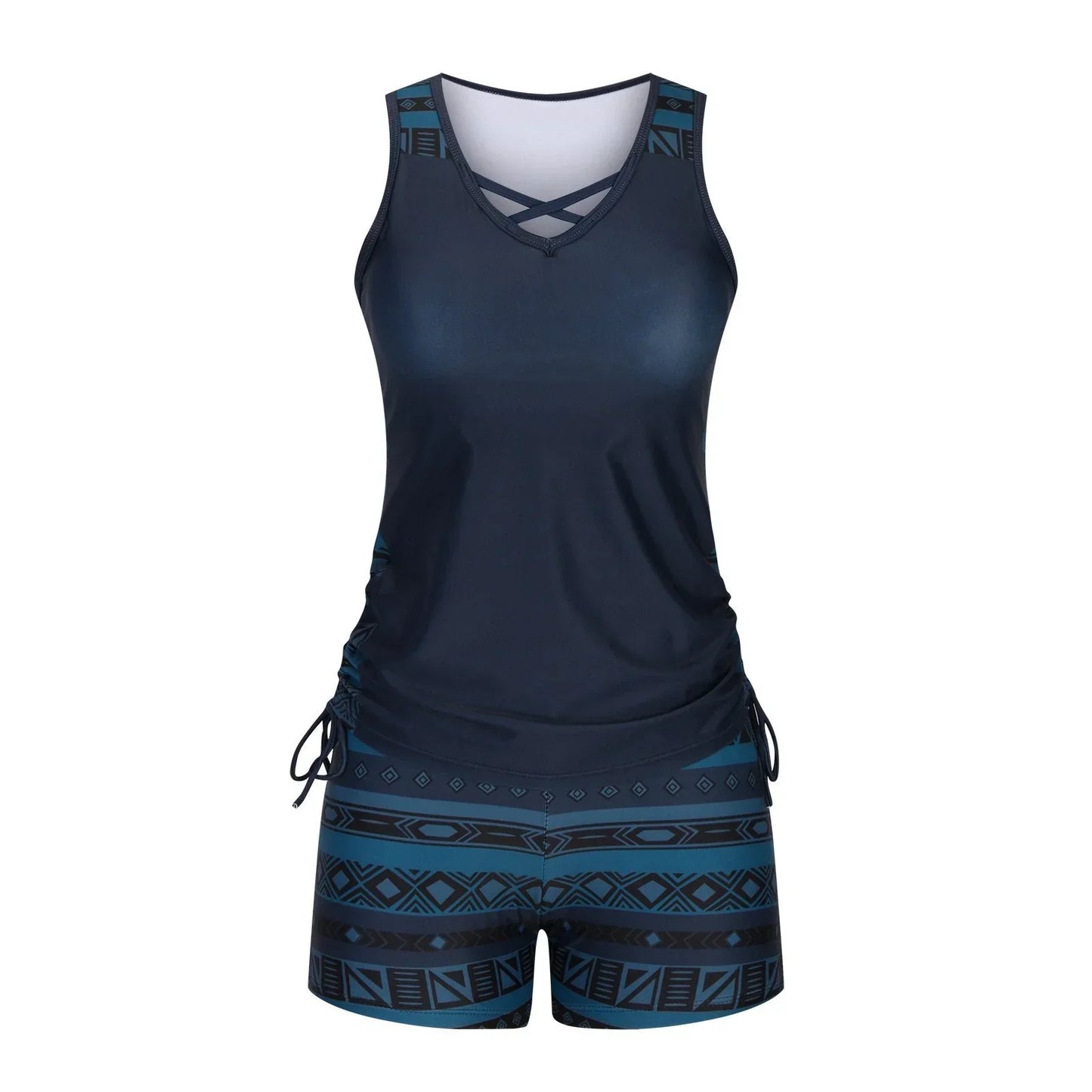 BeachBloom – Modest Bohemian Tankini Swimsuit with Shorts