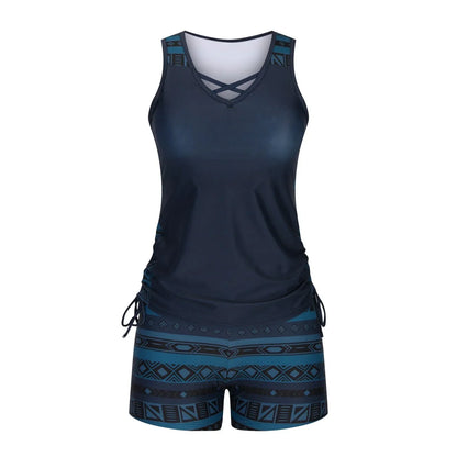 BeachBloom – Modest Bohemian Tankini Swimsuit with Shorts