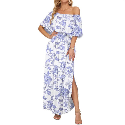 BreezeBelle – Off Shoulder Ruffle Maxi Dress