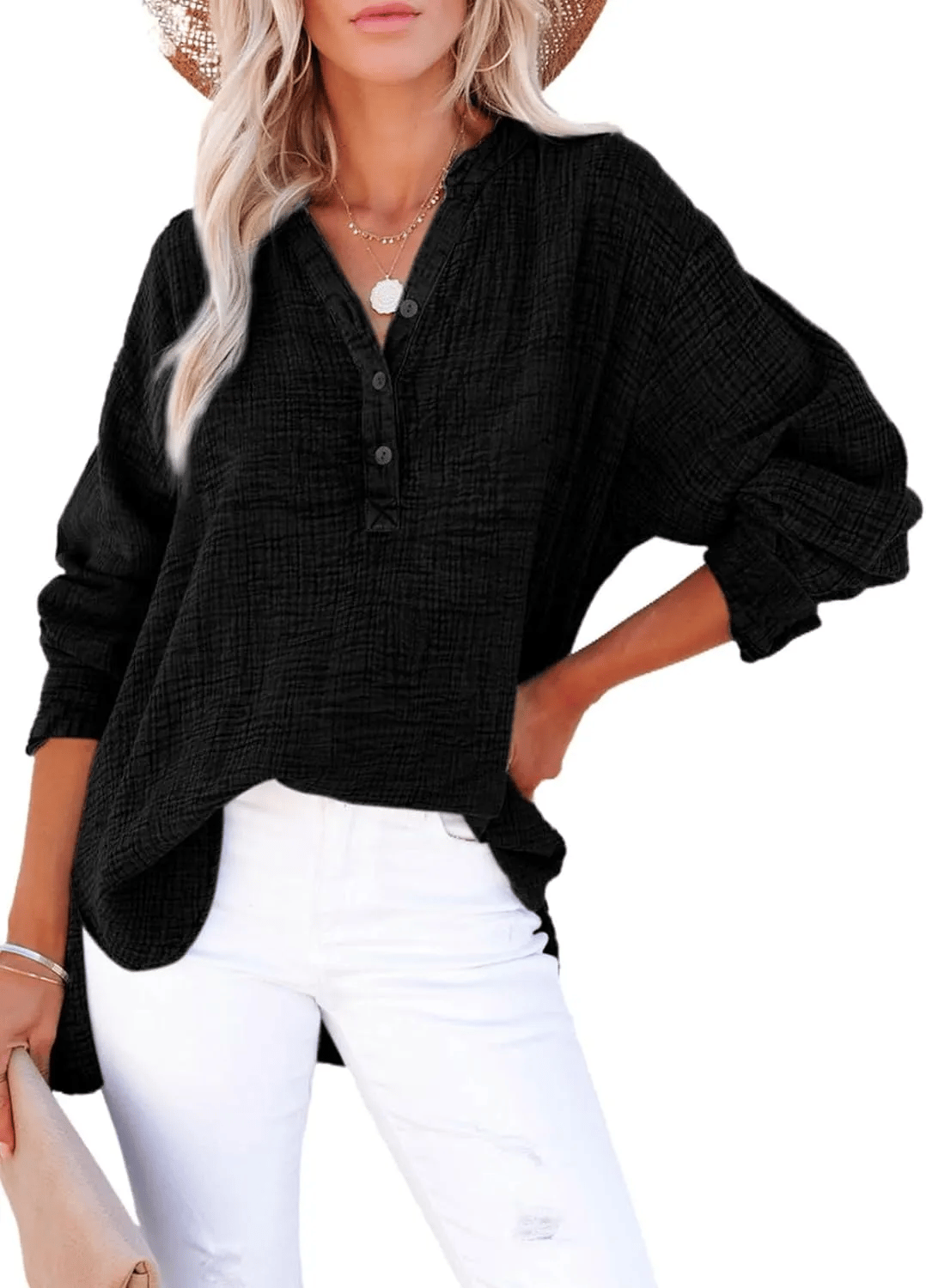 CloudFit – Women’s Casual Oversized Gauze Blouse
