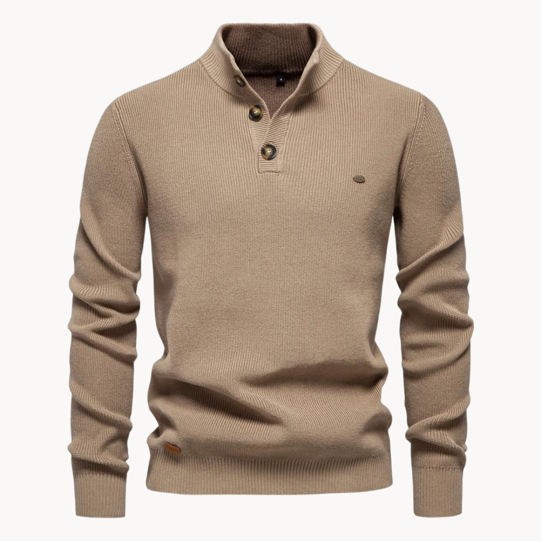 Ashton Button Mockneck Sweater | belevite