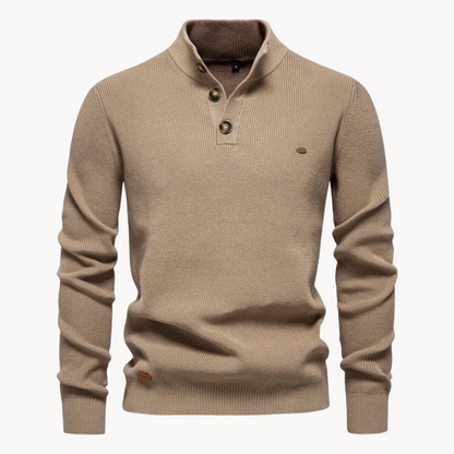Ashton Button Mockneck Sweater | belevite