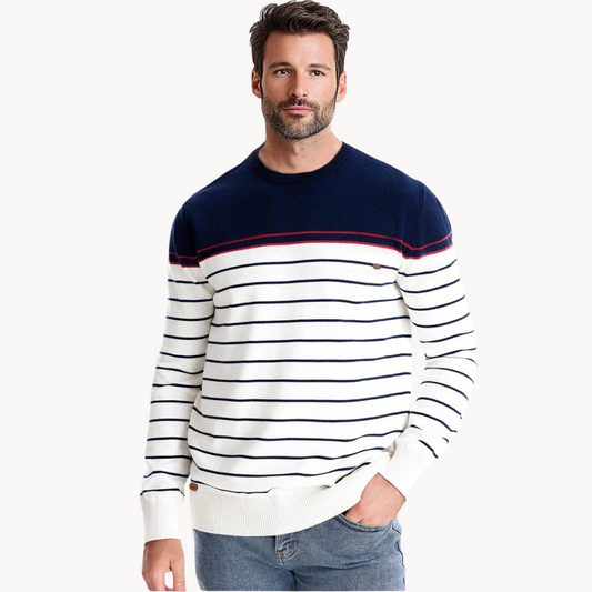 Atlantic Stripe Cotton Sweater | belevite