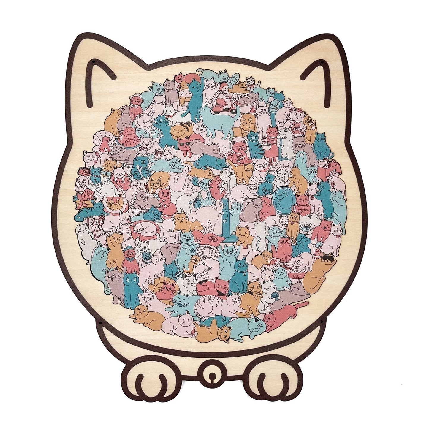 WhiskerCraft –  135 Pcs Cat Shaped Wooden Puzzle