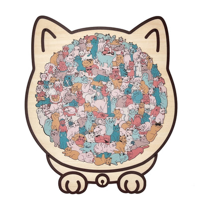 WhiskerCraft –  135 Pcs Cat Shaped Wooden Puzzle