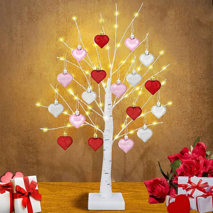 LumiBloom – Heart-Adorned LED Birch Table Decor