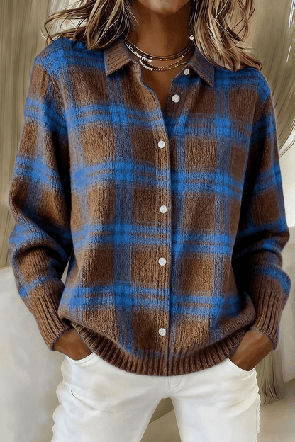 ChicWeave – Plaid Collar Cardigan