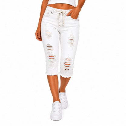 DenimBloom –  High Waist Cropped Denim Jeans