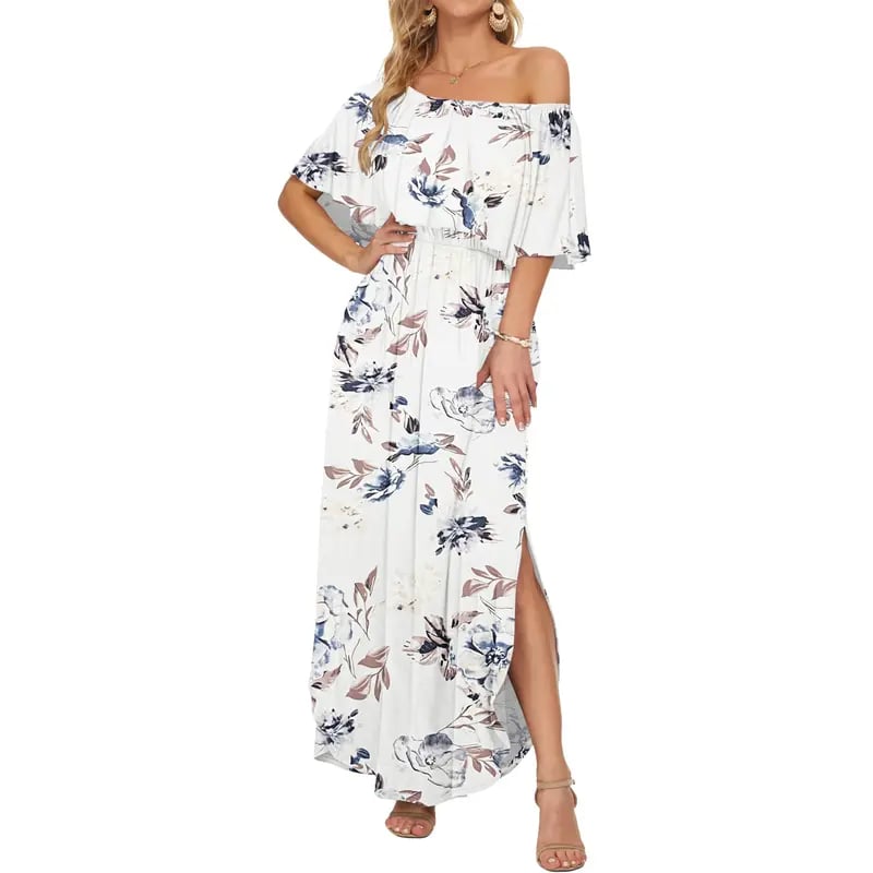 BreezeBelle – Off Shoulder Ruffle Maxi Dress
