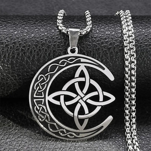 MoonKnot – Celtic Crescent Steel Pendant Necklace