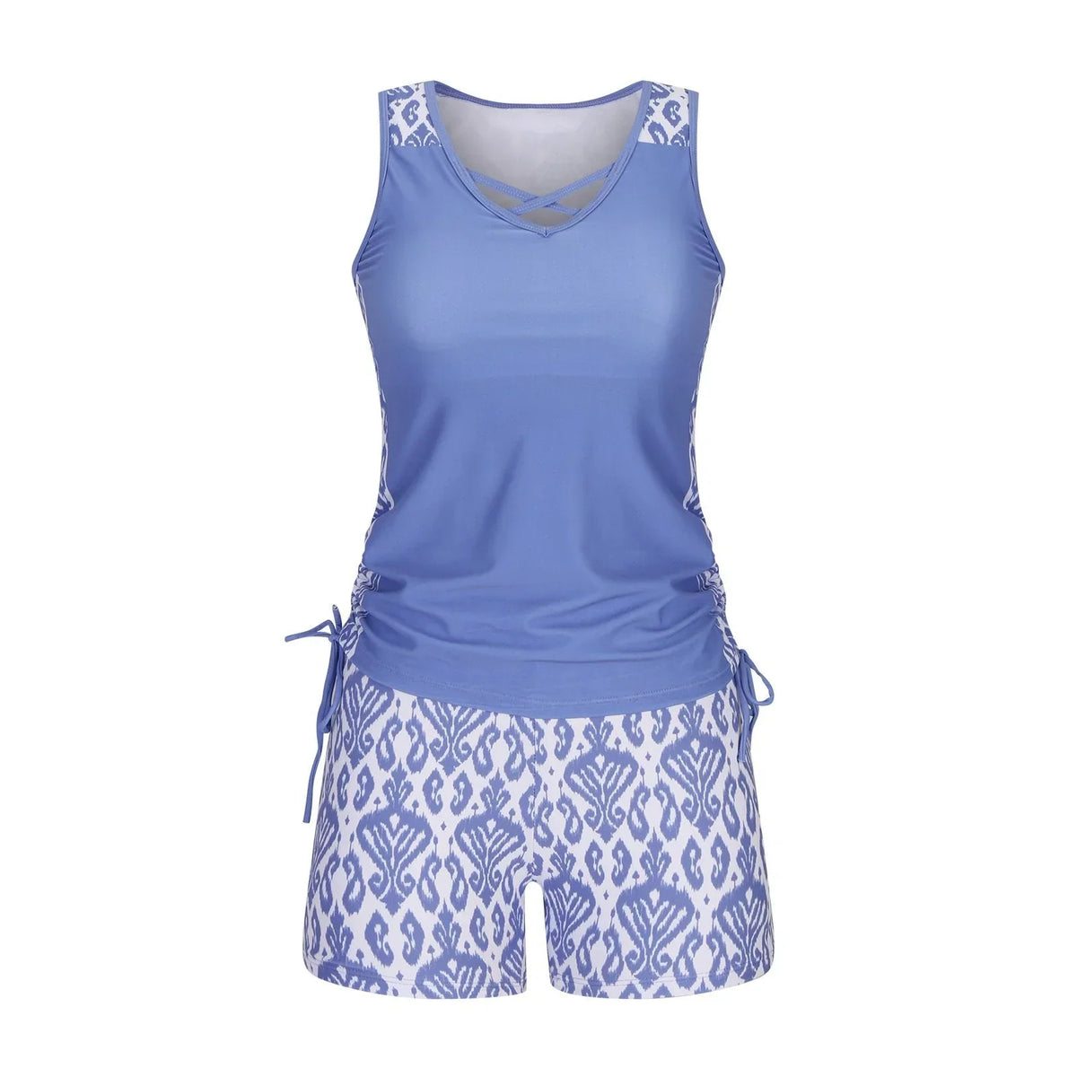 BeachBloom – Modest Bohemian Tankini Swimsuit with Shorts