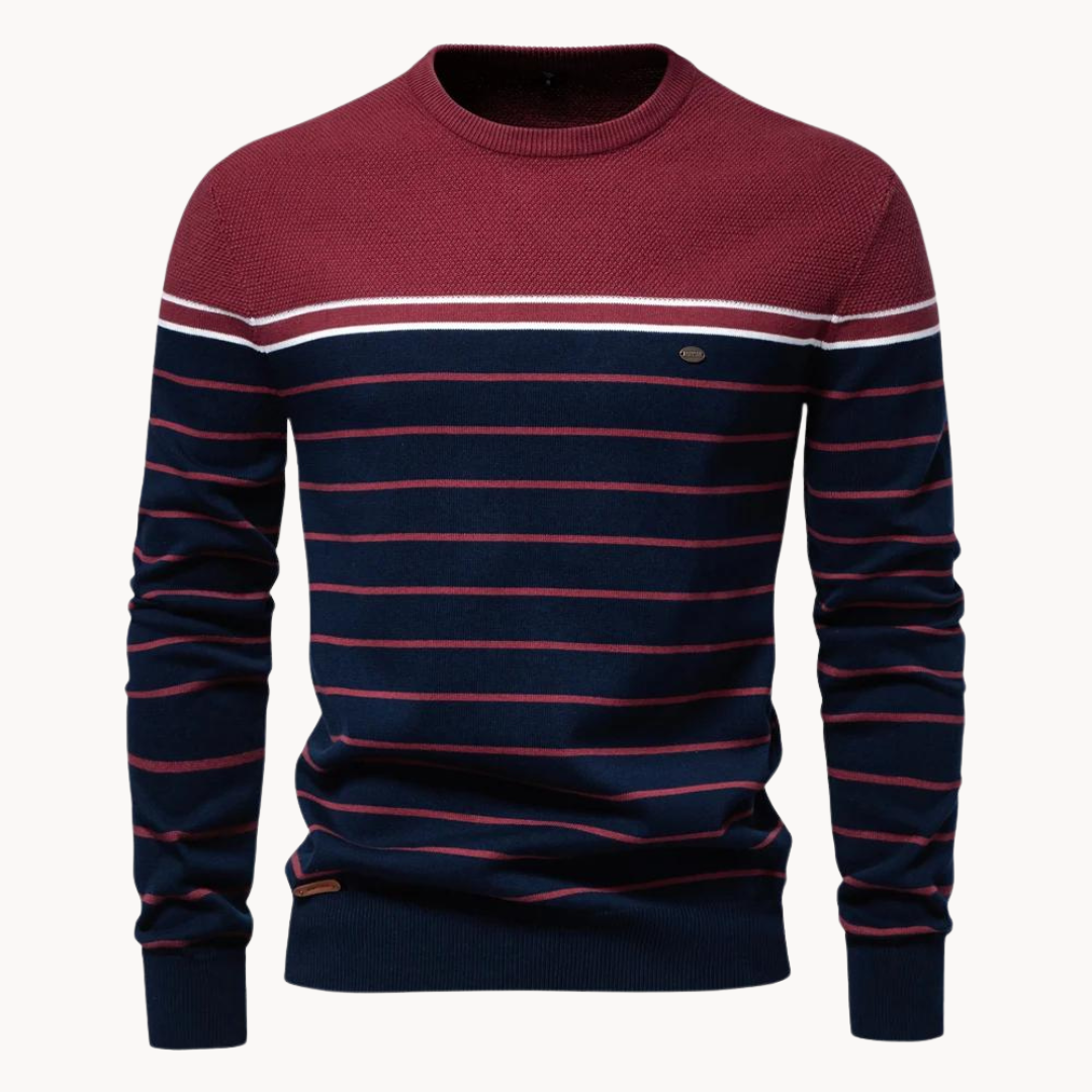Atlantic Stripe Cotton Sweater | belevite