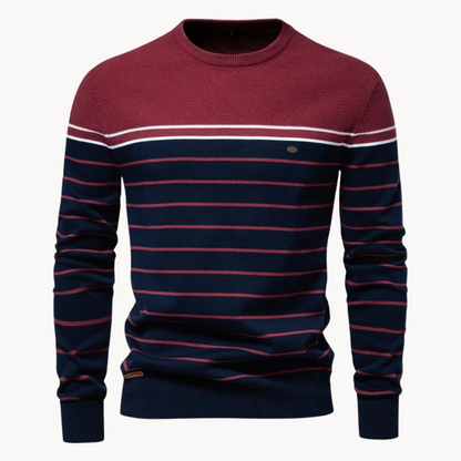 Atlantic Stripe Cotton Sweater | belevite
