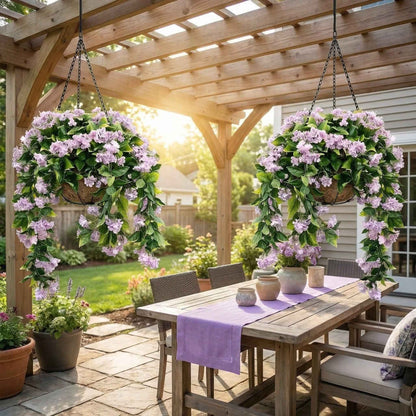 FloraVibe – Faux Crepe Myrtle Floral Hanging Basket