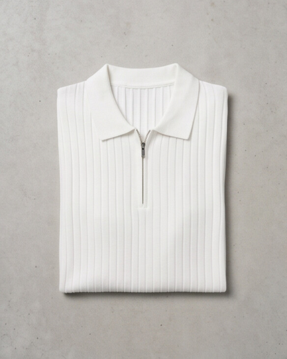 VELLANO™ — Ribbed Knit Zip Polo