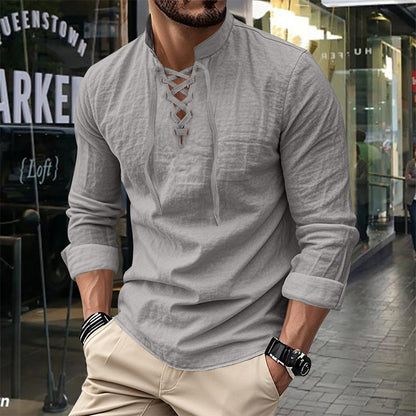 ClassicTie – Men’s Modern Stand Collar Buttoned Shirt