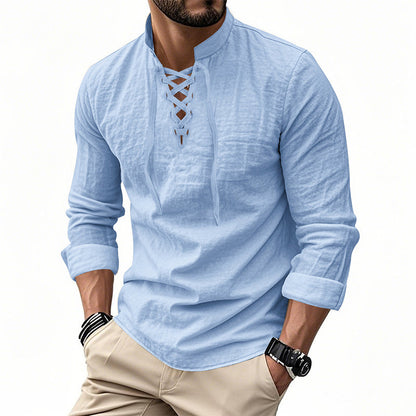 ClassicTie – Men’s Modern Stand Collar Buttoned Shirt