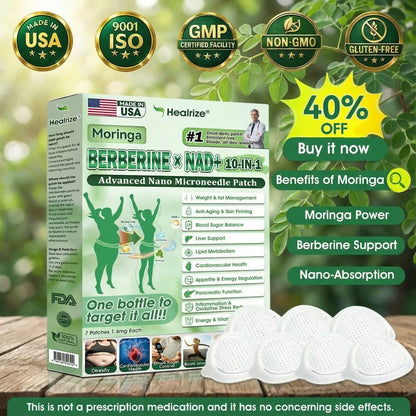 𝐎𝐟𝐟𝐢𝐜𝐢𝐚𝐥 𝐔𝐒 𝐒𝐭𝐨𝐫𝐞 | 🧑‍⚕️🩺 𝐇𝐞𝐚𝐥𝐫𝐢𝐳𝐞® Moringa · Berberine × NAD+ 𝟏𝟎-𝐢𝐧-𝟏 𝐀𝐝𝐯𝐚𝐧𝐜𝐞𝐝 𝐍𝐚𝐧𝐨 𝐌𝐢𝐜𝐫𝐨𝐧𝐞𝐞𝐝𝐥𝐞 𝐏𝐚𝐭𝐜𝐡 — 𝐎𝐧𝐜𝐞 𝐃𝐚𝐢𝐥𝐲, 𝐕𝐢𝐬𝐢𝐛𝐥𝐞 𝐑𝐞𝐬𝐮𝐥𝐭𝐬 𝐢𝐧 𝟕 𝐃𝐚𝐲𝐬